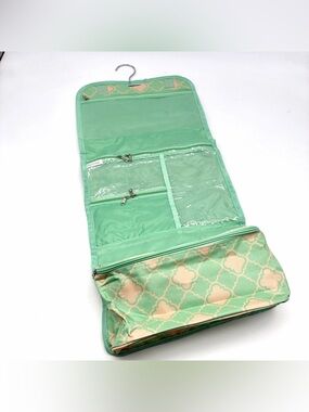 Hanging Travel Toiletry Organizer Bag - Mint and Cream